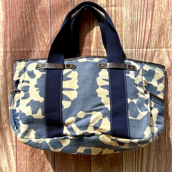 Vintage Old Navy Y2K floral print canvas xl double handle tote bag purse - Picture 1 of 7